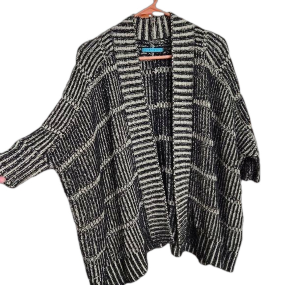 Alice + Olivia black and cream open cardigan size L/XL heavier weight